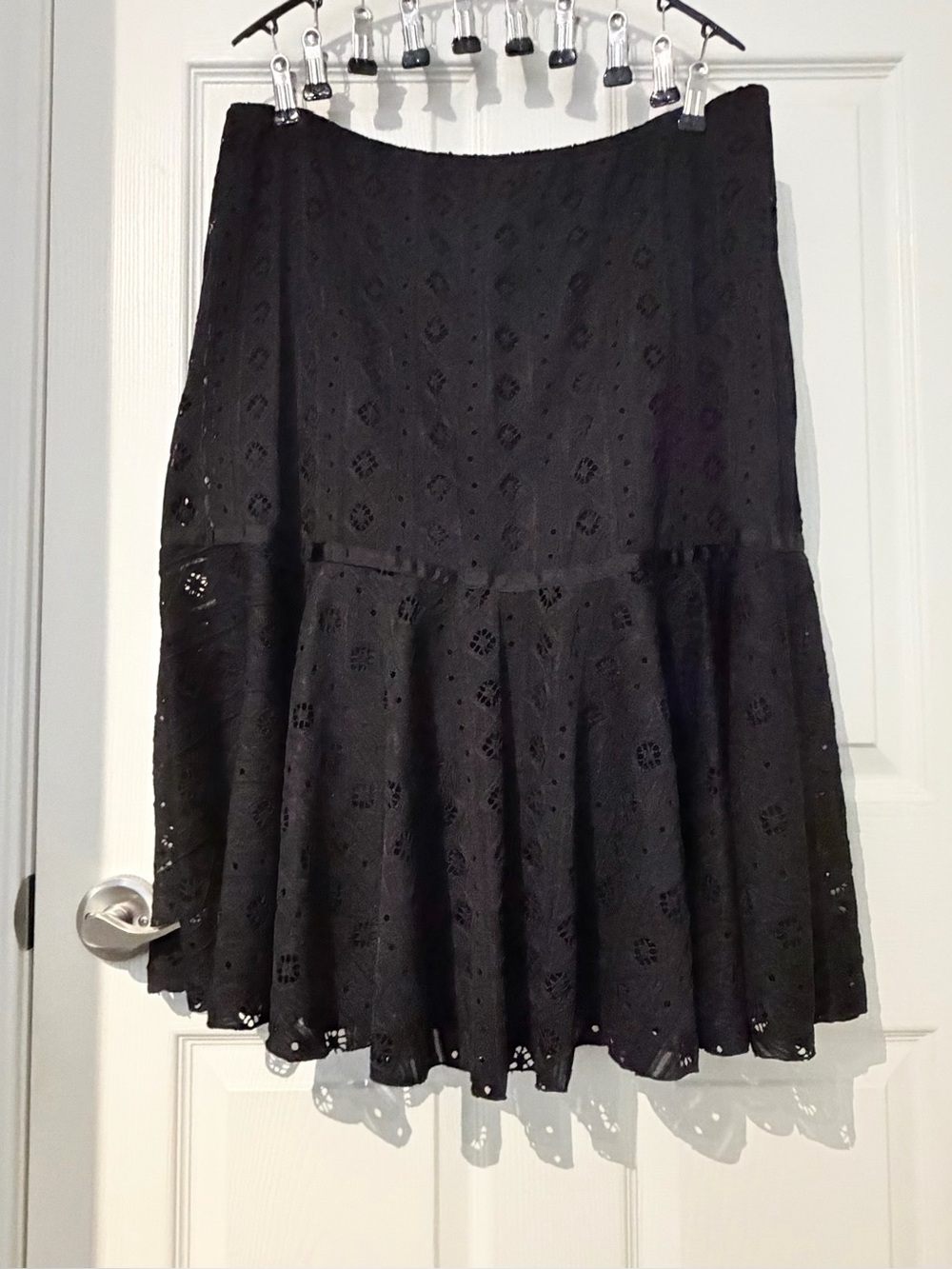 Plum Collection Black Eyelet Drop-Waist Flared Skirt – XXL